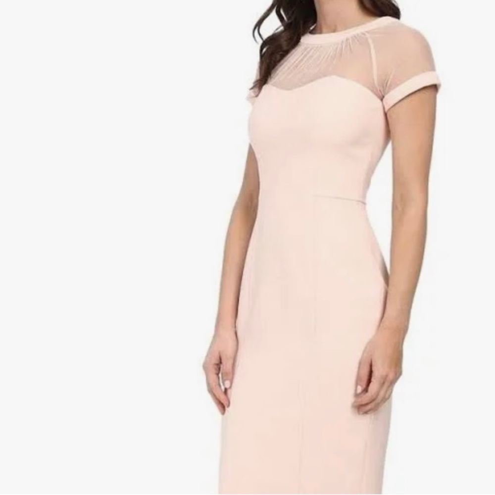 Illusion Yoke Crepe Cocktail Dress